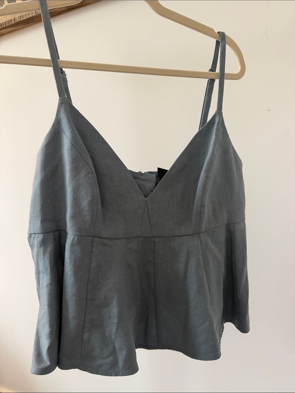 BCBGMaxAzria Slate Blue Spaghetti Strap Peplum Camisole NWT